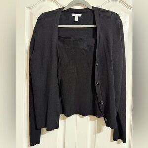 Nine West Elegant Black Sweater Cardigan Set